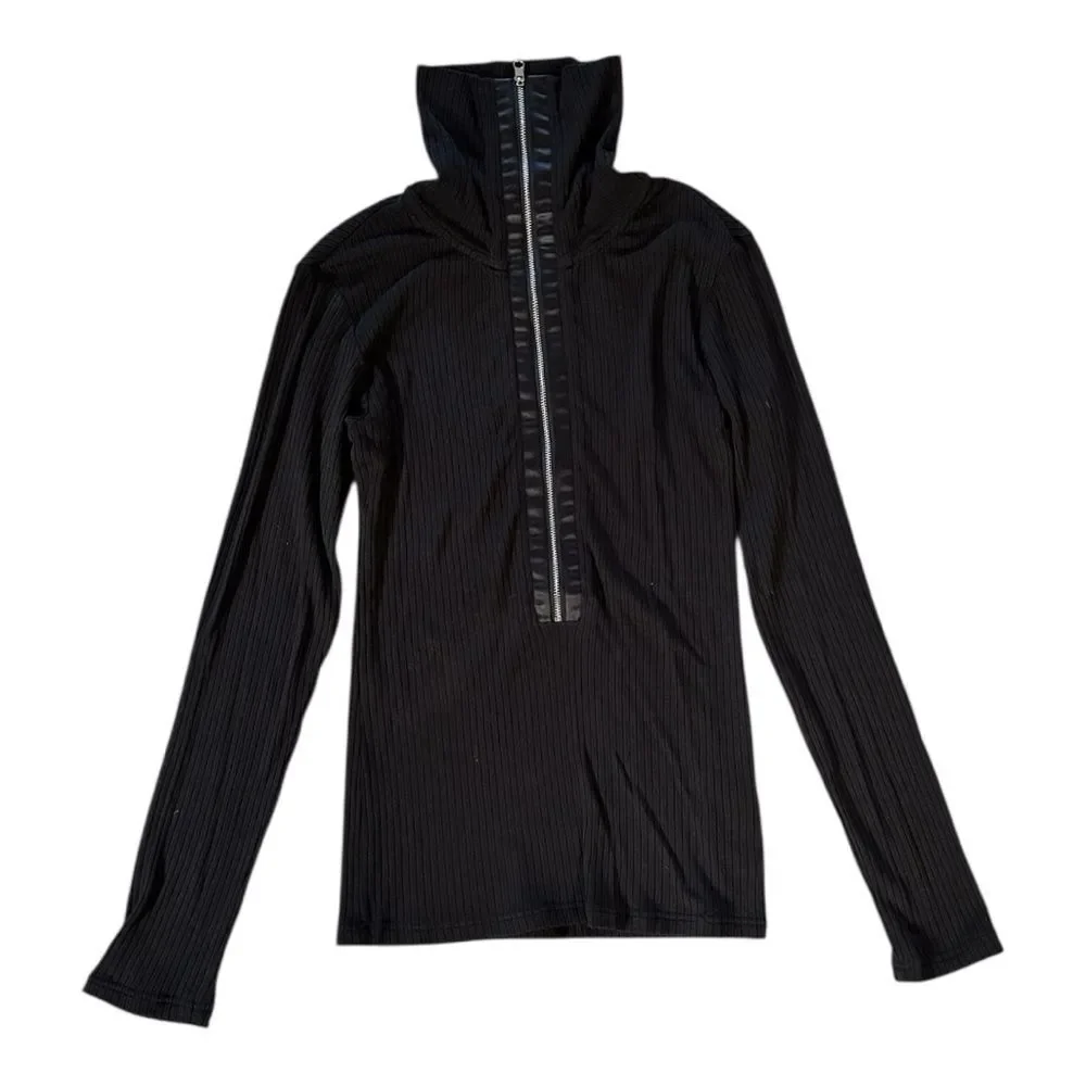 Varley Luella Fitted Half-Zip Pullover Size Small / Black Ribbed
